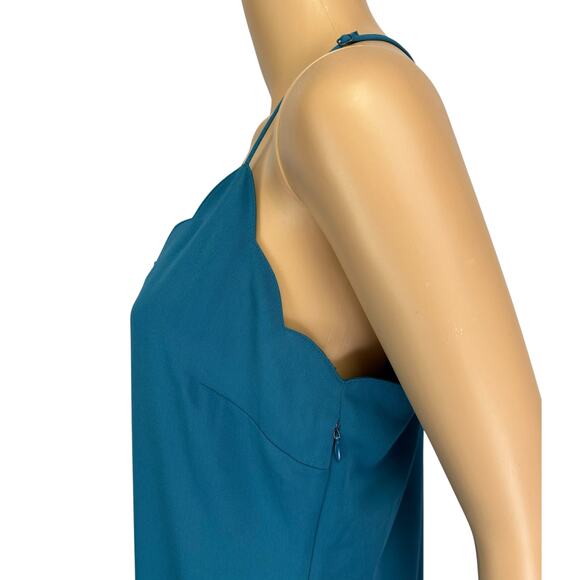 J. Crew Scalloped Tank Dress Teal Blue Sleeveless G3613 Size 12 - Picture 7 of 12